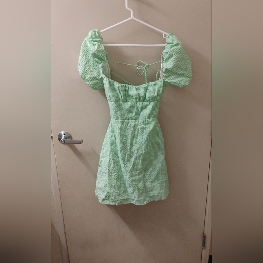 Zara Mint Green Puff Sleeve Mini Dress